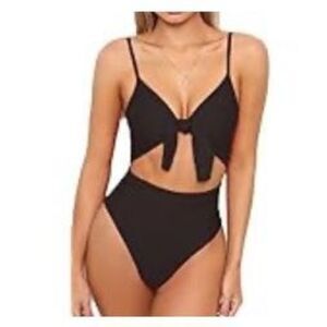 Black Tie Front Swimsuit